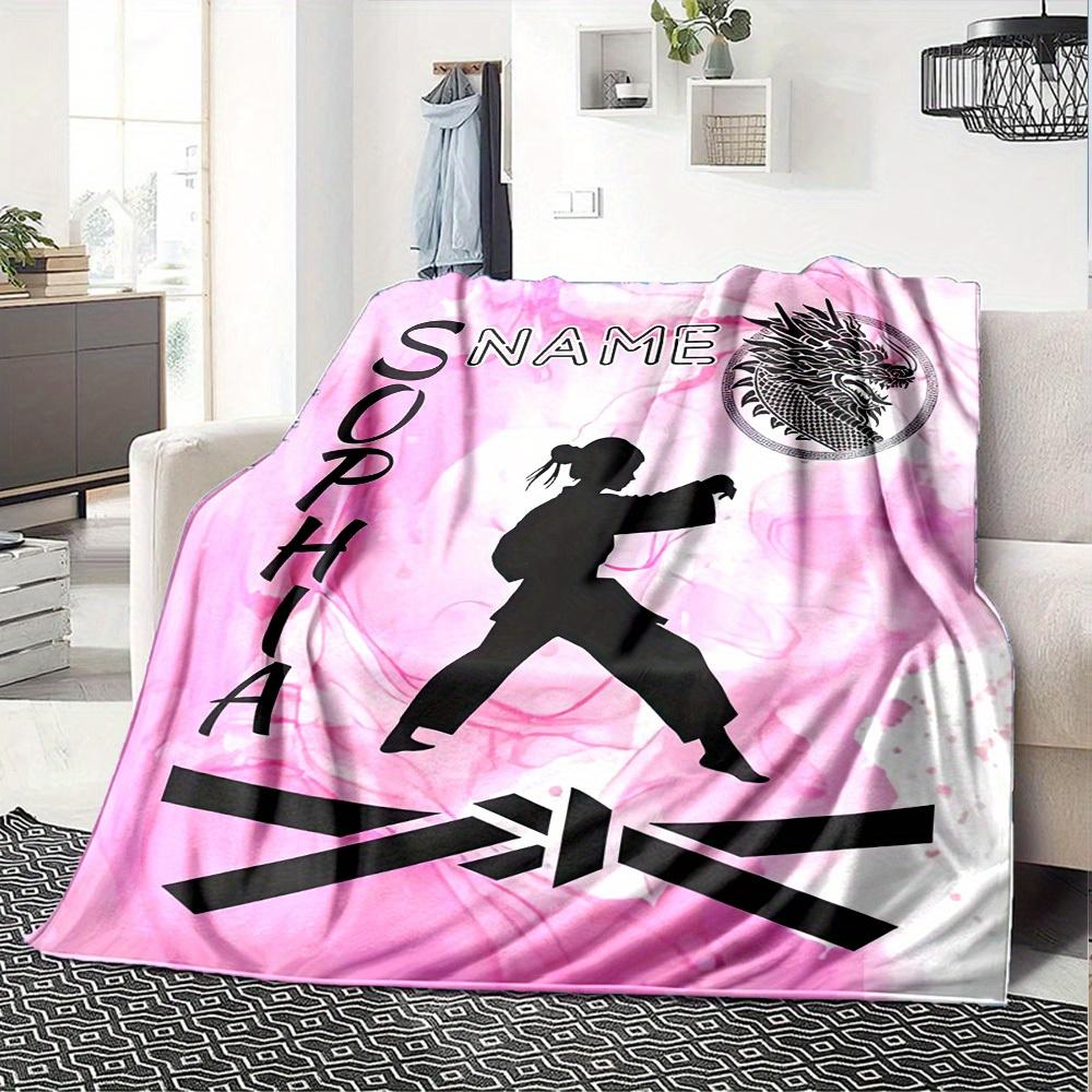 Custom Karate Dragon Design Home Customize Your Name Blankets Comfortable Soft Lightweight Multipurpose Blanket For Picnic Sofa Office Bed Living Room
