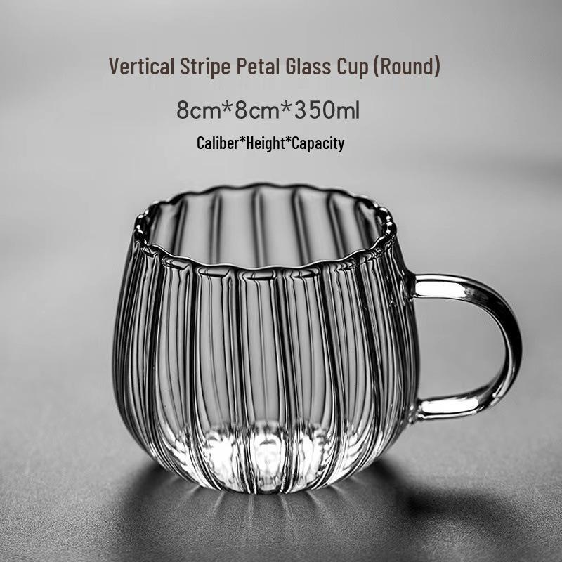 Tazza di Vetro Borosilicato di Alta Gamma con Manico a Petalo - Perfetta per Caffè, Latte o Tè