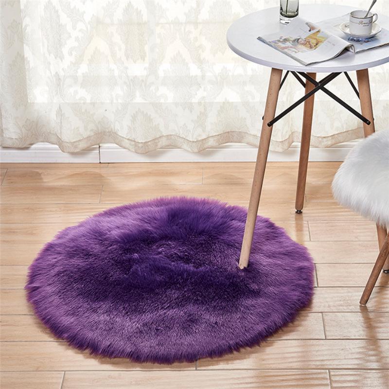 Round Plush Imitation Wool Rug - Versatile Mat for Windows, Bedside, Living Rooms, and Bedrooms