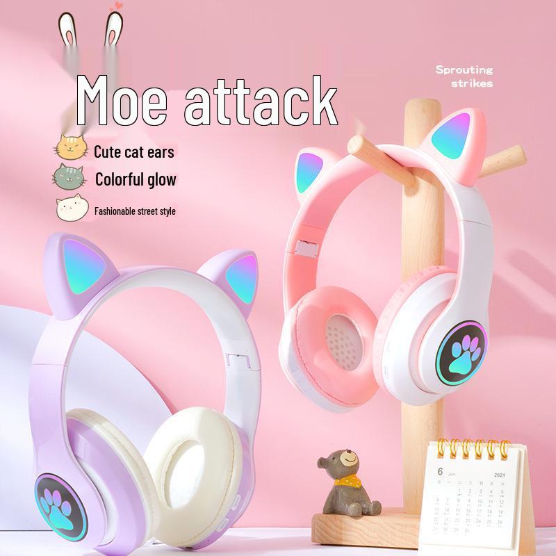 Cat Ear Bluetooth 5.0 Headphones: Wireless Sports Luminous Gaming Headset