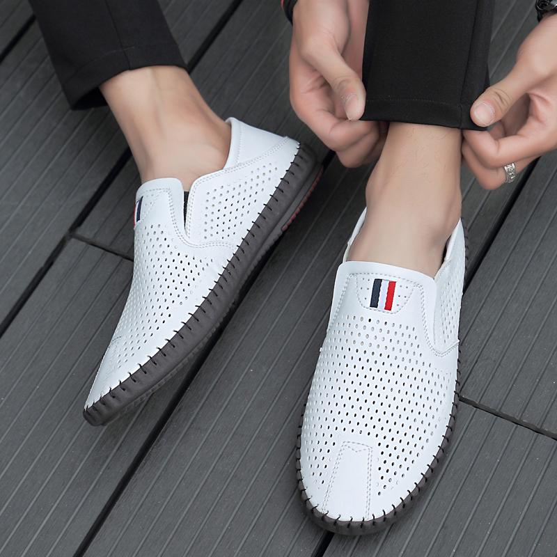 Newest Genuine Leather Men'S Loafers Fashion Handmade Moccasins Soft Casual Shoes Men Luxury Flats Slip On Breathable Man Boat Shoe