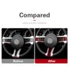 3x Red Carbnon Fiber Car Steering Wheel Button Frame Cover For Mustang 09 11 13