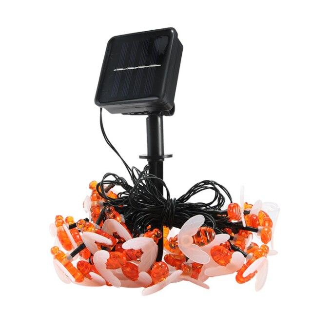 

30LED пчелиные светодиодные гирлянды на солнечной энергии, рождественские гирлянды, гирлянды для праздничной вечеринки, садовый декор 7M 30LEDS оранжевый