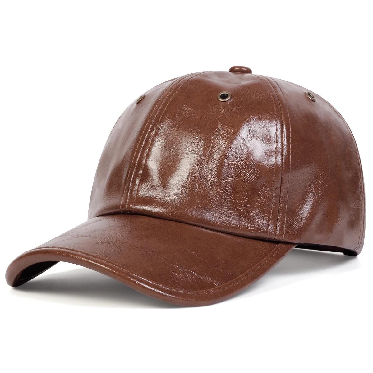 

Unisex Copper Buckle Pore PU Leather Baseball Caps Spring and Autumn Outdoor Adjustable Casual Hats Sunscreen Hat Sports Cap коричневый
