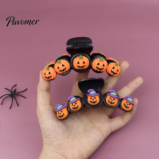 Stylish Hair Accessories for Festivals Halloween Claw Clip Women Girls, Cute Witch Hat/Pumpkin/Ghost Pumpkin Decorative Plastic Clips, Non-Slip