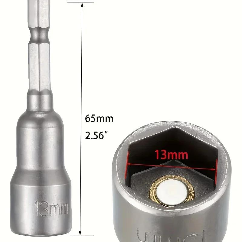 14 - Piece Magnetic Hex - Shank Screwdriver Socket Set with Extended Adapter, Polished Steel Nut Driver.