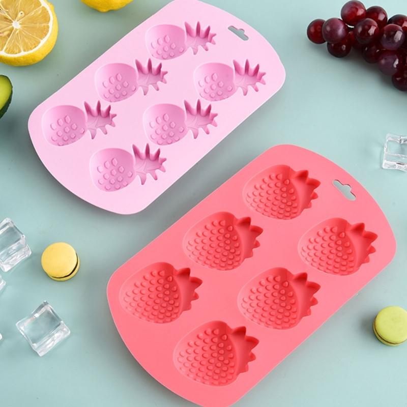 Pack of 4 Silicone Fruit Shaped Ice Molds Strawberry Watermelon Pineapple Lemon Mould for Creative Baking