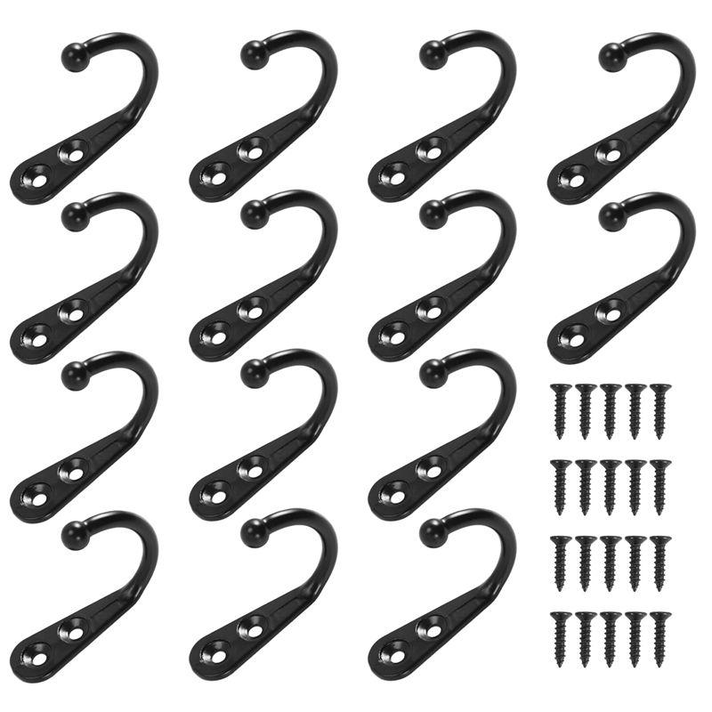 A84X-14 PCS Wall Mounted Hooks Coat Hooks Door Robe Hook For Hanging Towel Hat Key Cup Single Metal Hook For Bedroom