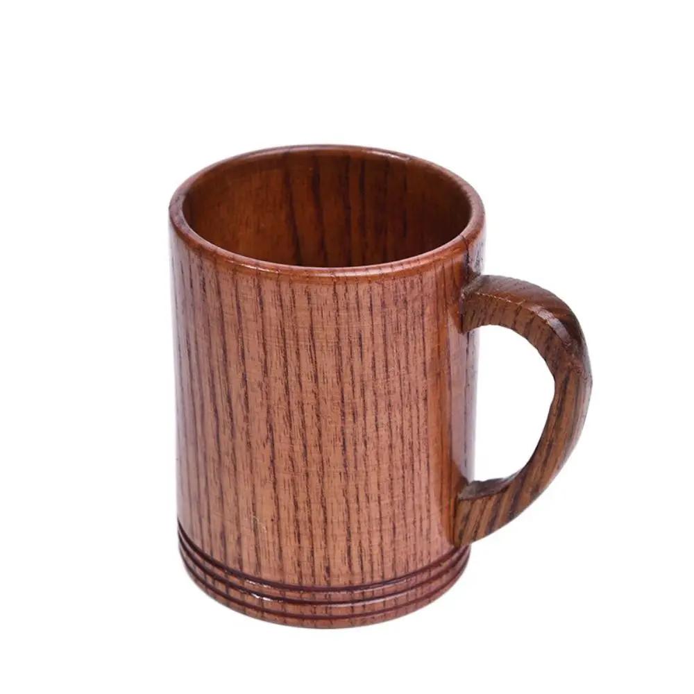 Gift Vintage Wooden Tea Cup Japanese Style Handmade Wood Coffee Mug with Handle Solid Wood Drinking Cup Restaurant