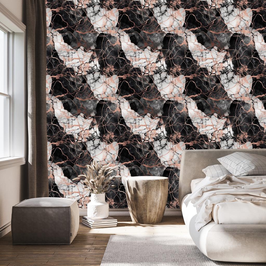 Graphite and Burgundy Marble Wallpaper for Living Room and Bedroom 50x1000