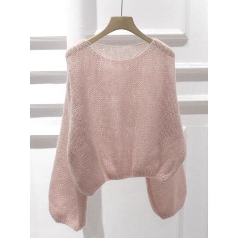 

Крутой X Товары Взрыв! Нежно-розовый мохеровый свитер ленивой короткой вязки Pink S