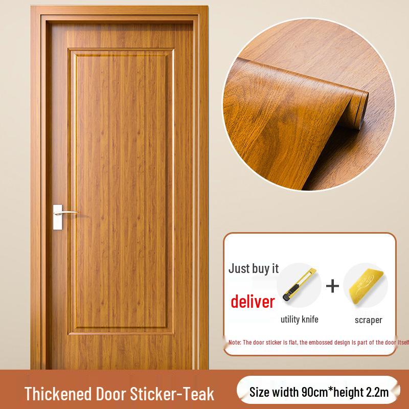 Self-Adhesive Wood Grain Door Renovation Sticker - Waterproof Decorative Cover-Up for Old Doors