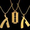 Blade And Razor Design Alloy Pendant Necklace With Electroplated Finish For Men And Women
