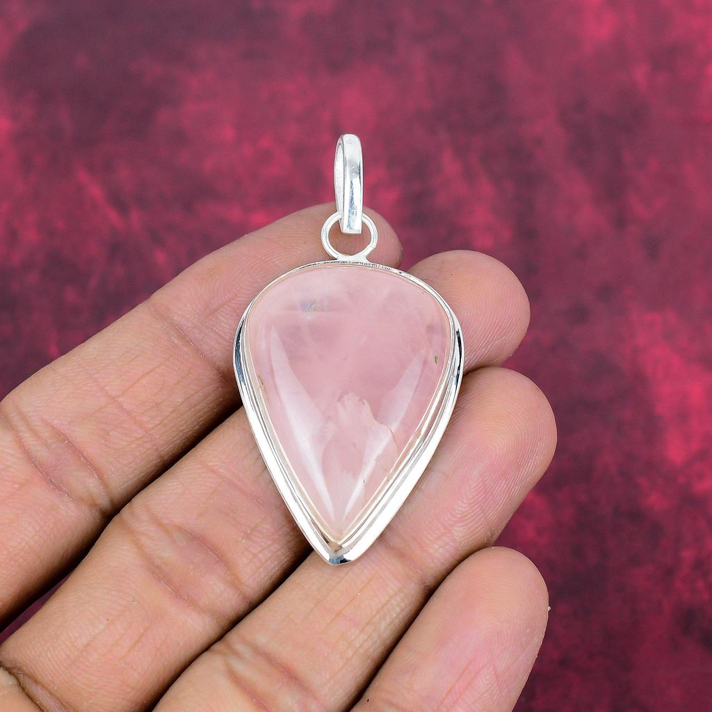 Rose Quartz Jewelry, 925 Solid Sterling Silver Pendant Handmade Gemstone Jewelry, Gifts For Wife Brand New Pendant