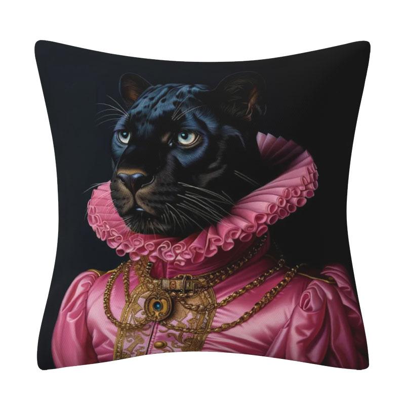 Stylish Dapper Leopard In Purple Pinstripe Suit & Floral Hat – Decorative Throw Pillow Case Cotton Linen Cushion Cover