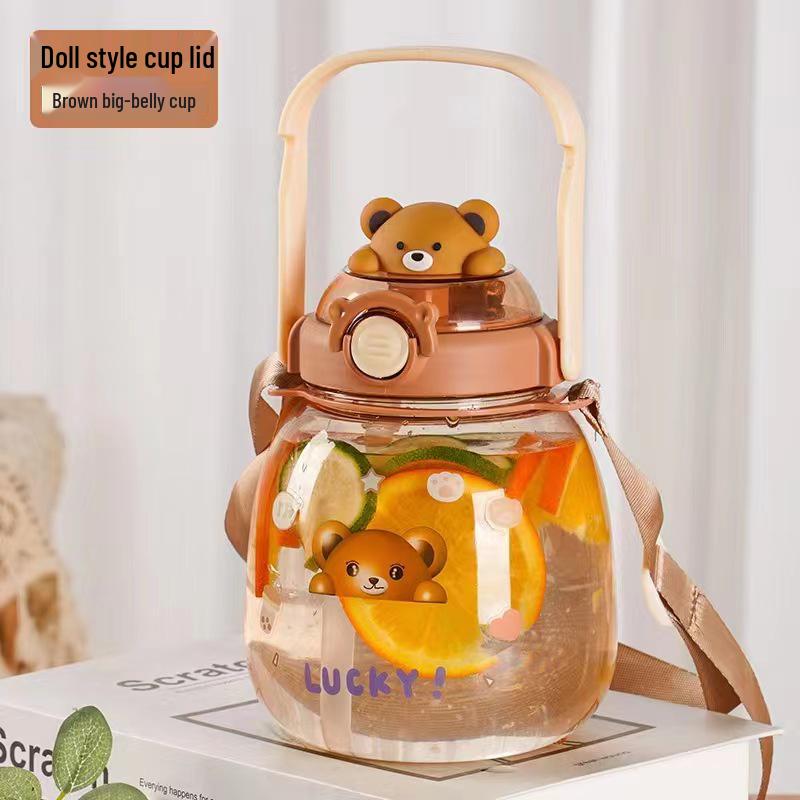 Large Capacity Big Belly Plastic Water Cup with Straw