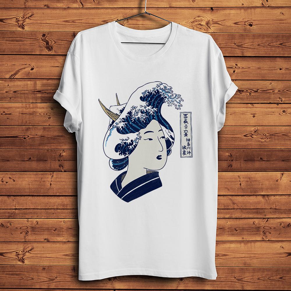 

Ukiyoe Great Kanagawa Wave hair Geisha Funny Vintage T Shirt Unisex Homme Casual Tshirt Unisex Streetware Tee breathable Print 4XL
