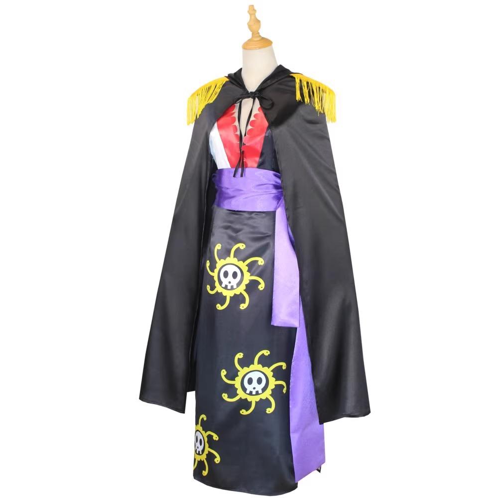 Anime Boa Hancock Cosplay With Cloak Boa Dress Costume Sailor Suit Boa Hancock Cosplay Costume Custom size Black Dress Earrings