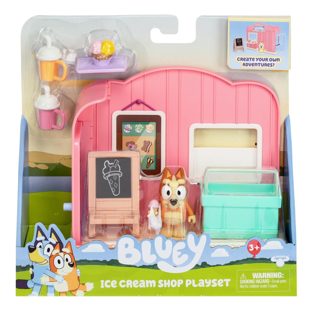 Bluey Mini Playsets Ice Cream Shop Playset  Incluye figura articulada de Bingo y Accesorios