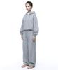 [Set] String Oversized Crop Hoodie + Single-Pleat Wide Pants - Melange