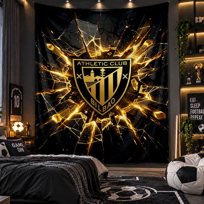 Wall Hanging Tapestry Athletic Bilbao Football Print Cloth for Living Room Bedroom Home Decor