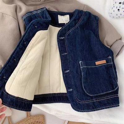 Barn Vinter Høst Barn Vest Denim Midjejakke Baby Ermeløse Jakker Yttertøy Småbarn Jenter Gutter