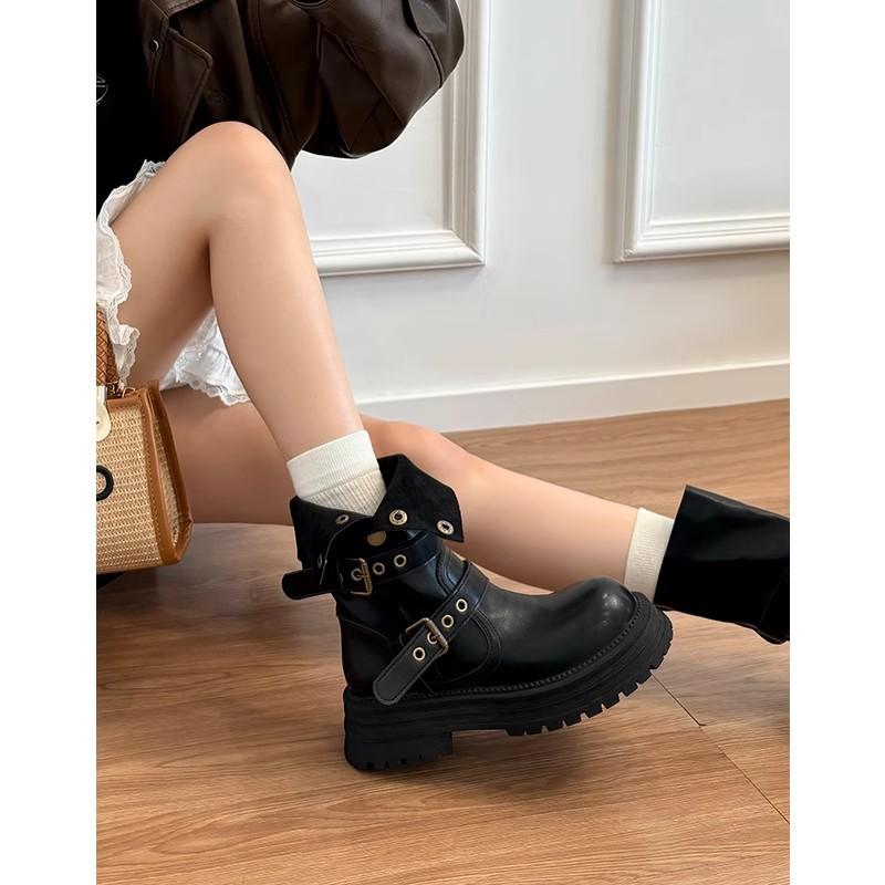 

[Factory Spot] Platform Maillard Medium Boots Women s 2025 New British Retro Brown Martin Boots 35