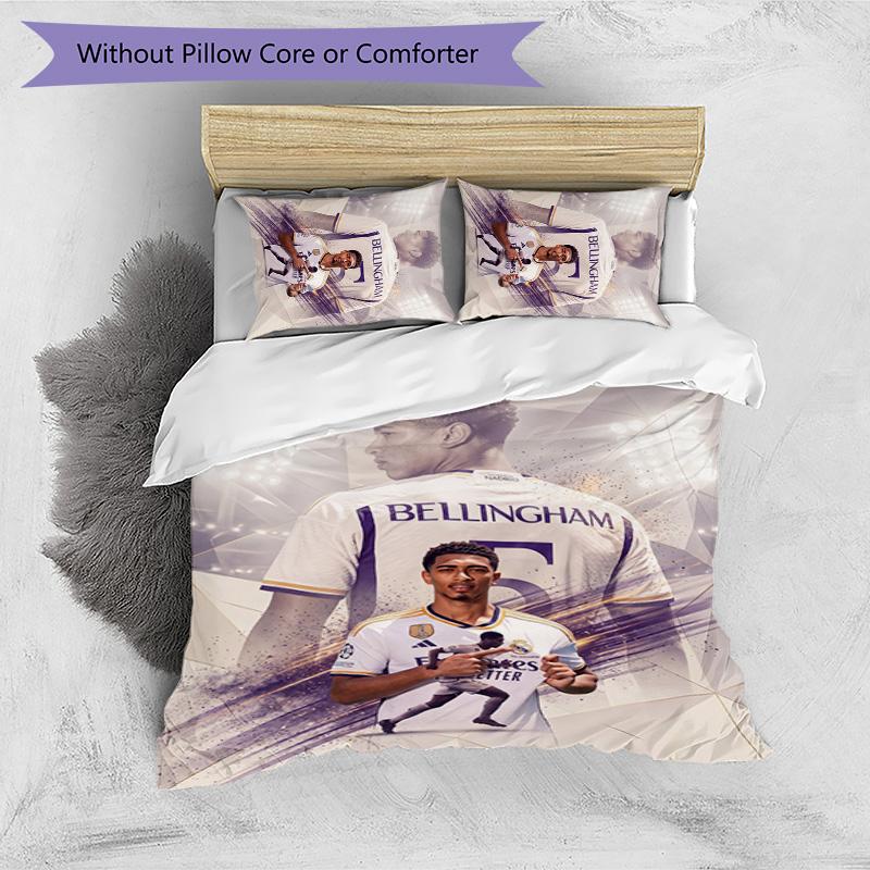 Set Lenzuola 3 Pezzi Stampato Jude Bellingham Traspirante Copripiumino con Federe Biancheria da Letto Decorativa per Camera da Letto Casa