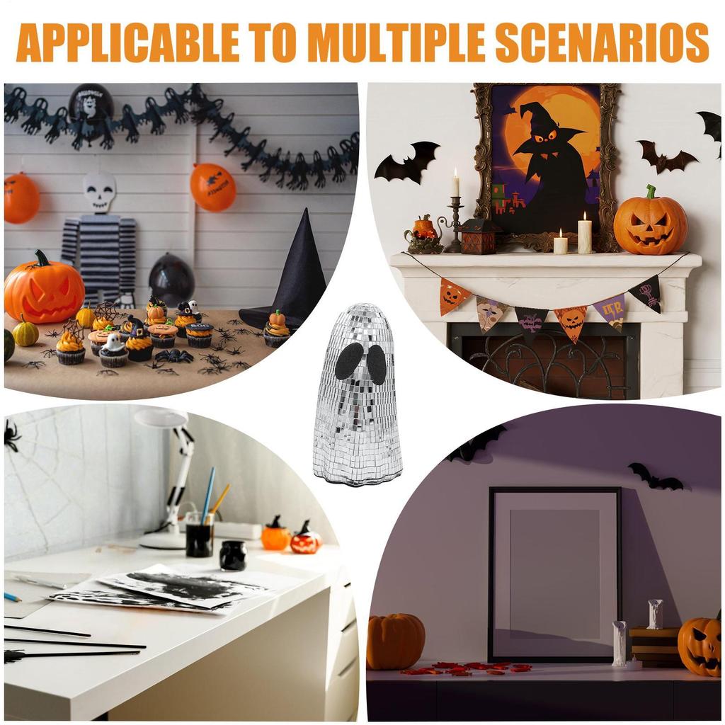Disco Ball Ghost Halloween Centerpiece Halloween disco ghost decorations Glitter Ghost Sign Decor for Fireplace Desk Home