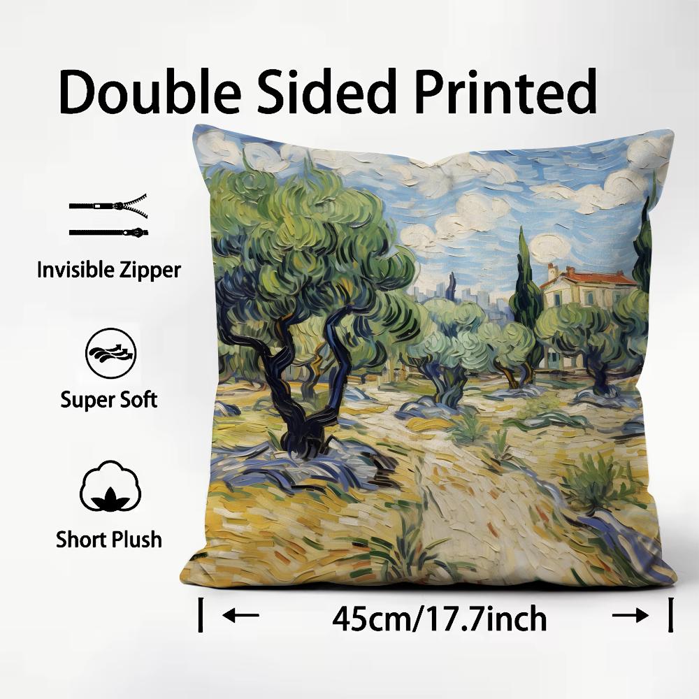 

Van Gogh Oil Paintings Cushion Cover Plush Fabric Soft DoubleSided Printed Sofa Warm Winter Home Child Gift Pillow Case 30x30cm