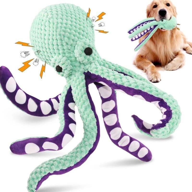 Interactive Squeaky Octopus Plush Toy for Dogs Large and Small Chew Resistant Pet Toy with Sound Anti Anxiety Boredom Relief