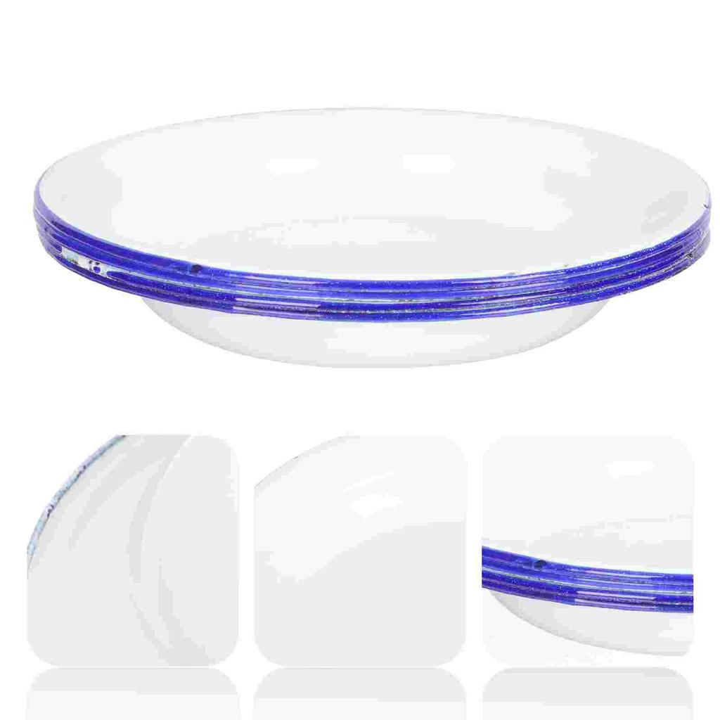 4 Pcs Serving Enamel Dish Set White Platters Enamelware Dishes Vegetarian Diet Dinner Plates