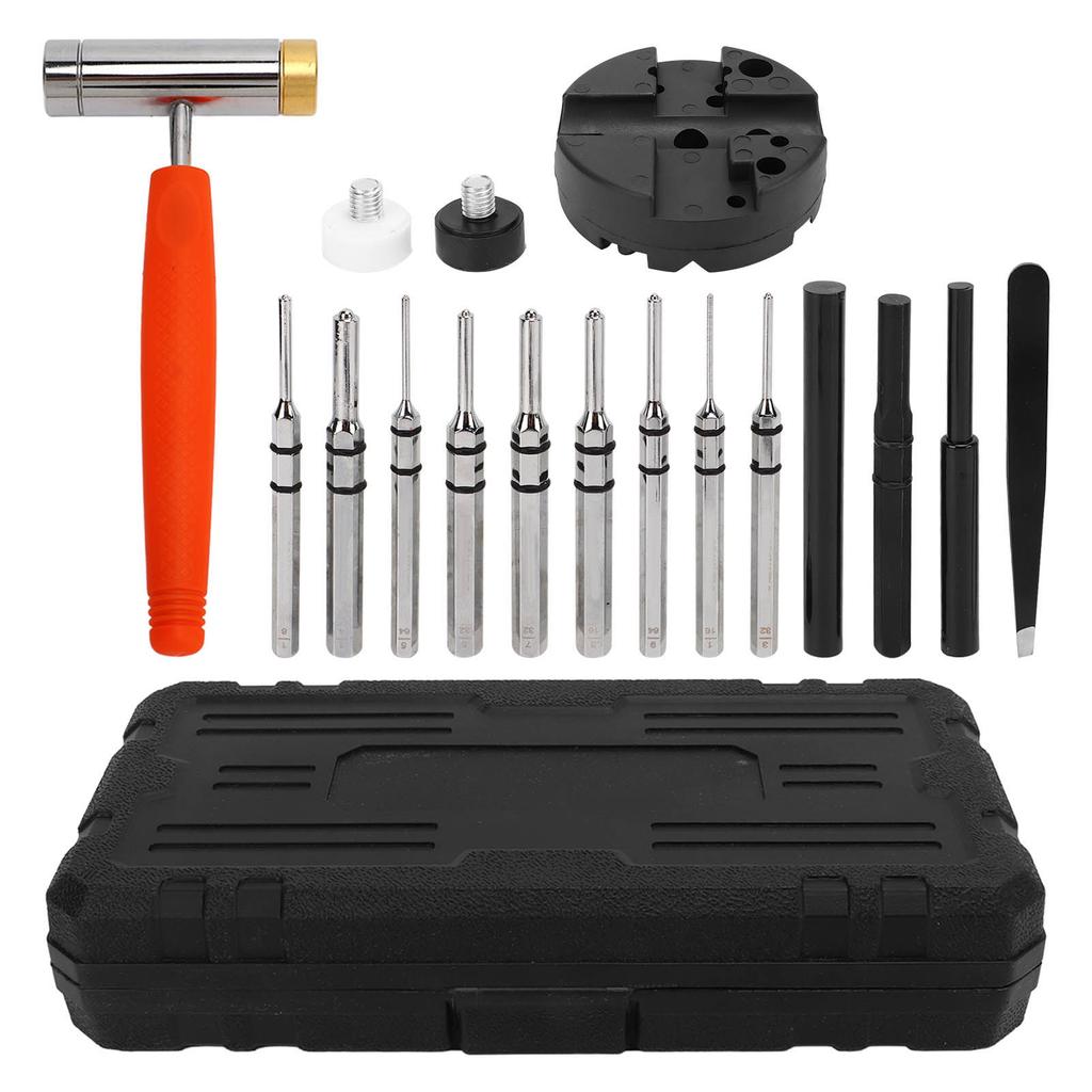 Punch Set Complete Tools Rust Proof Tweezers Hammer Hammerhead Steel Punch Tools with Storage Box