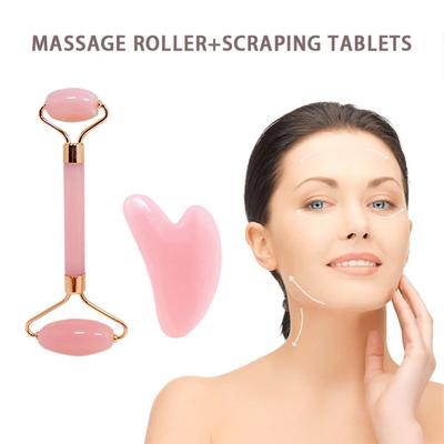 Facial Massager Double Head Roller Beauty Stick Heart Shaped Scraping Tablets Pink for Full Body Massage Tools Pink IW and Set