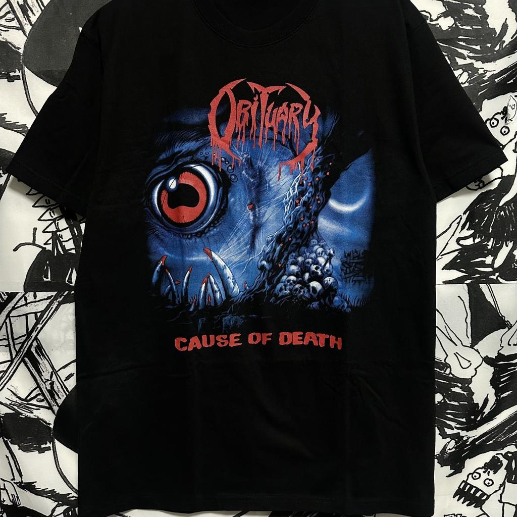 OBITUARY Liv och Död Bok Death Metal Herr- och Dam Bomulls Kortärmad T-Shirt Sommar Casual Andningsbar Amerikansk Skjorta