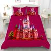 Pink Castle Duvet Cover Set Sky Design Whimsical Bedding For Or Bedroom Suitable Children Kids And Adults Warm Soft Breathable