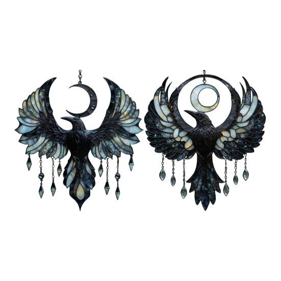 Apanhador de Sol Acrílico Corvo Crescente Leve Fácil de Pendurar Design de Corvo Pendente para Pendurar na Janela Decoração para Casa