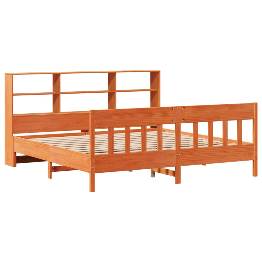Solid Wood Bed without Mattress Wax Brown 200x200 cm Pine Wood