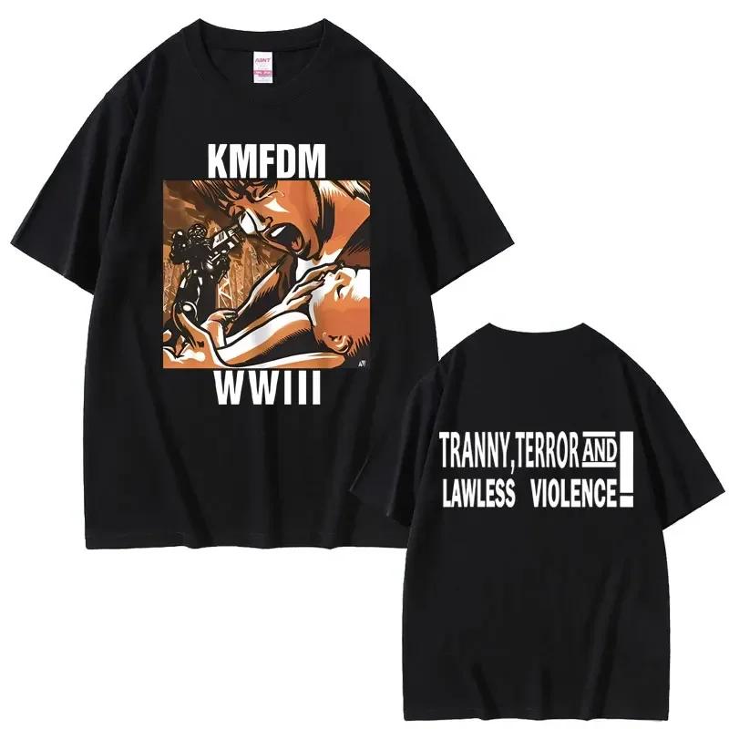 Rock Band Kmfdm Tour 97 Graphic Print Tshirt Summer Unisex Unisex Vintage Gothic Punk Streetwear Male Casual Pure Cotton T Shirts