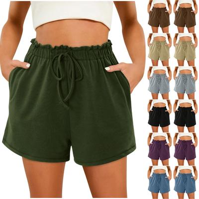Kadın Günlük Moda Yüksek Bel Düz Renk Lastikli Bel Şort