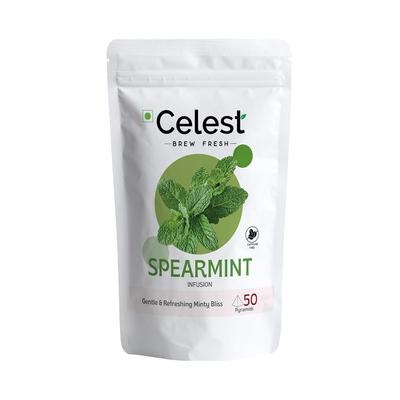Celest Spearmint Tea Bags 50 Pack of 1 | Pure Caffeine-Free Herbal Mint Tea for Daily Relaxation and Refreshing Wellness