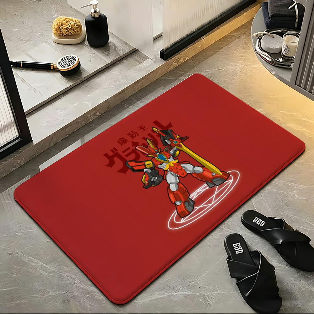 Anime M-Madou King G-Granzort Floor Mat Soft Flannel Floor Mat Suitable for Entryways, Living Rooms, Bedrooms, and Bathrooms