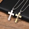 3D Cross Pendant Necklaces for Men Boys,Black Gold Color Stainless Steel Cross Necklace,Hiphop Punk Party Gift