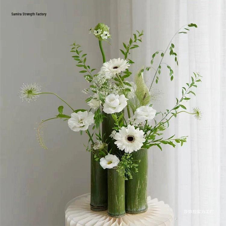 Bamboo Tube Flower Vase: Creative Floral Art and Wedding Ornament.
