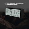 Bedside Alarm Clock with Temperature and Moisture Reading, Large Screen Room Clock with Two Alarms, Repeat Alarm, Night Light for Dorm Use