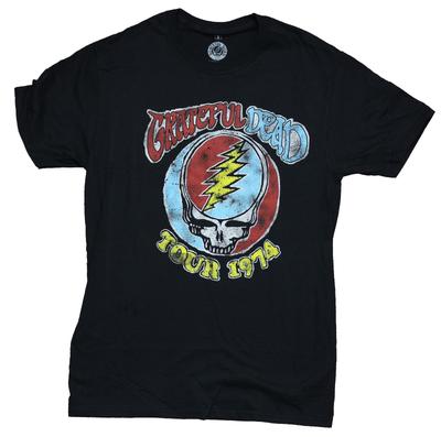 Grateful Dead Adult New T-Shirt - Distressed 1974 Colorful Deadhead Pic