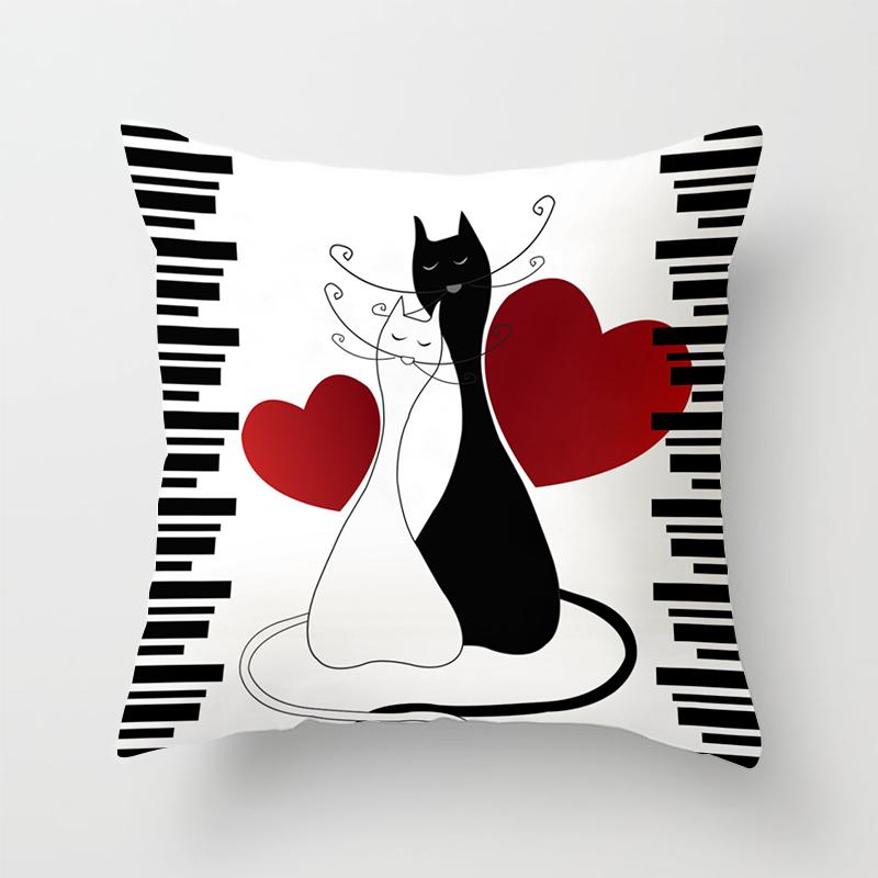 

Home Decor Fun Cute Black Lover Cat Наволочка Чохол Наволочка Диван Автомобіль Декоративна Наволочка 50X50CM