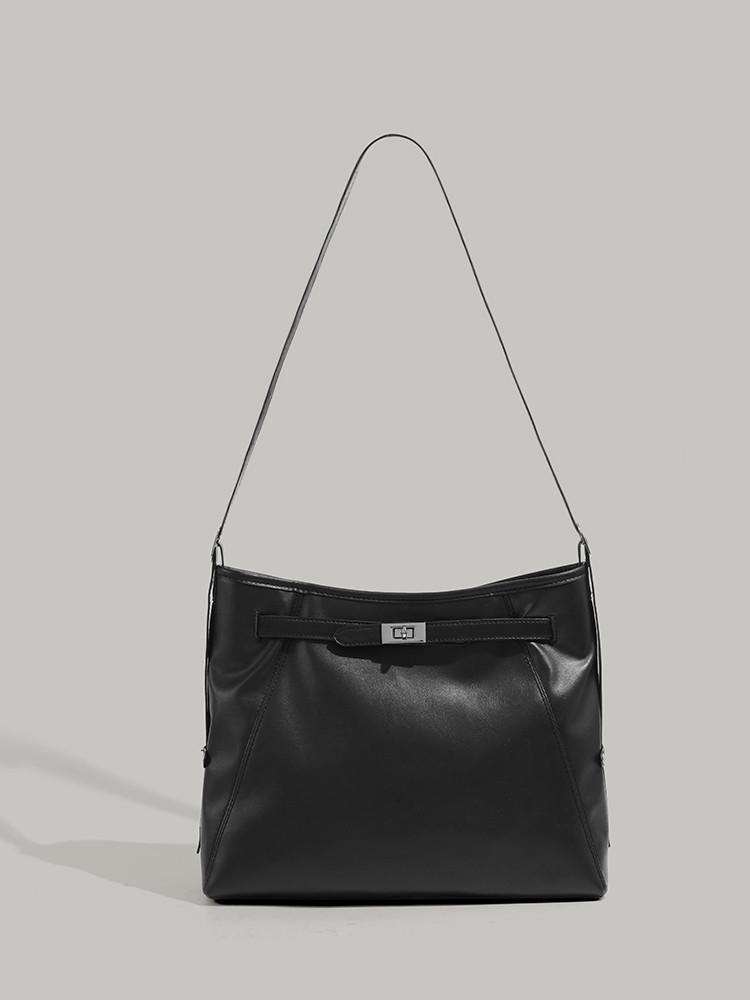 

2025 autumn new women s bag fashionable large-capacity shoulder oblique span bag lazy wind soft leather tote bag women чёрный