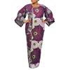 Plus Size Womens Casual Round Neck Long Sleeve Floral Printing Long Oversized Dress