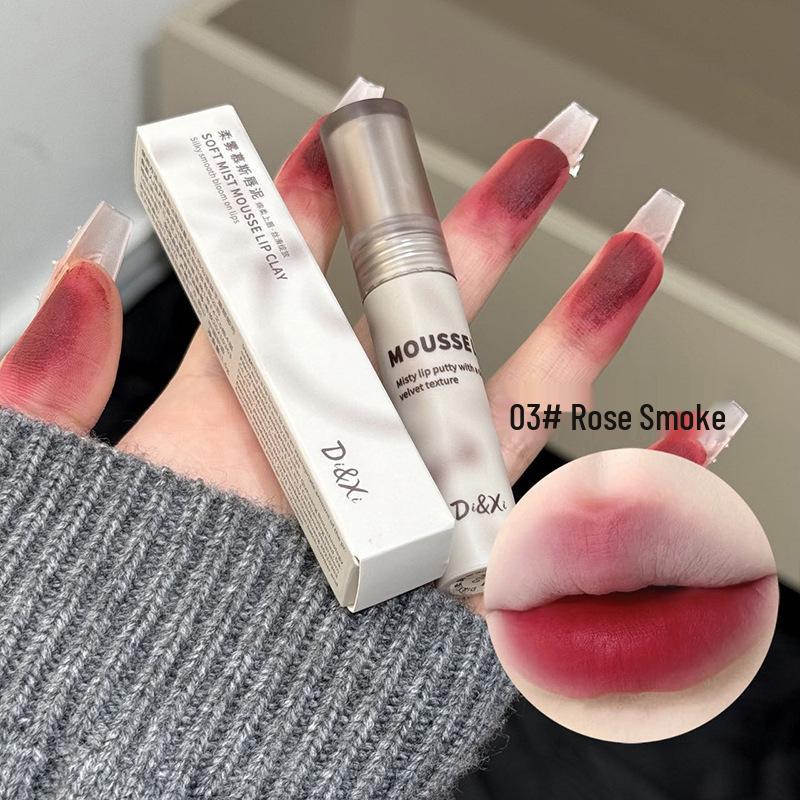 DI&XI Soft Mist Mousse Lip Mud: Matte, Long-lasting, High Pigment Lipstick for Women